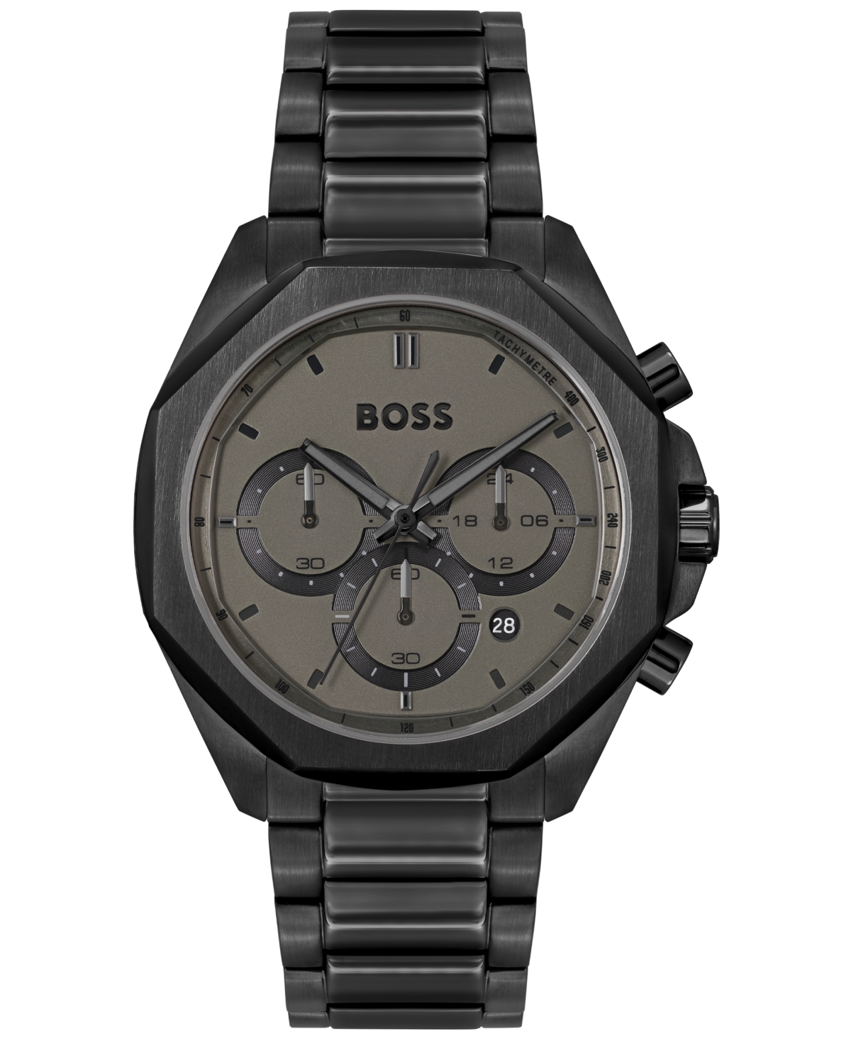 Hugo Boss Men's Cloud Quartz Chronograph Ionic Plated Black Steel Watch 43mm