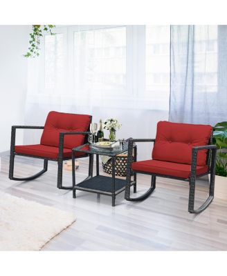 3PCS Patio Wicker Rattan Sofa Set Outdoor Sectional Conversation Set Garden Lawn