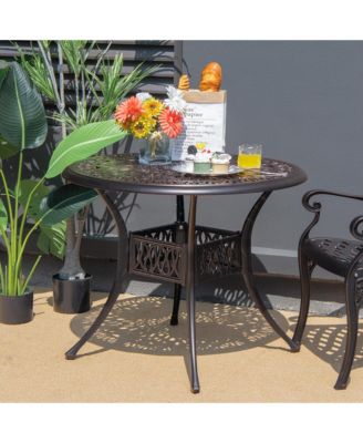 36'' Patio Round Dining Bistro Table Cast W/2'' Umbrella Hole
