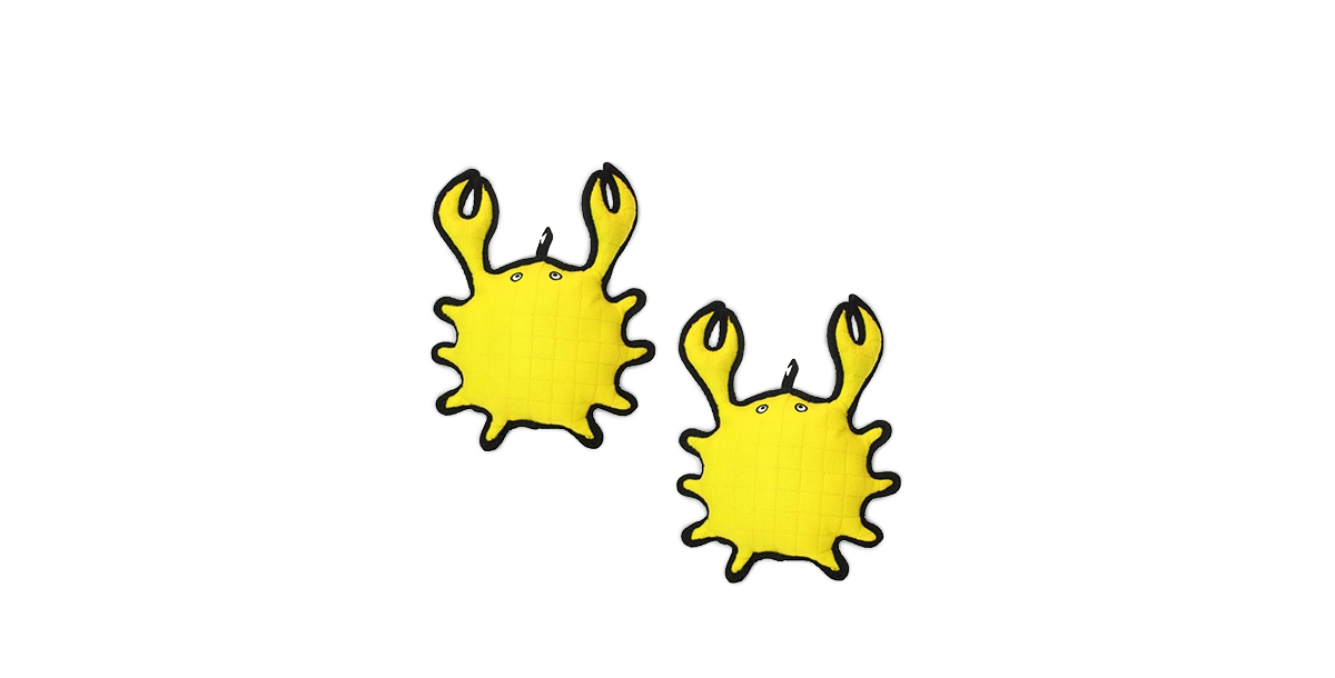 Ocean Creature Crab, 2-Pack Dog Toys - Bright Yellow