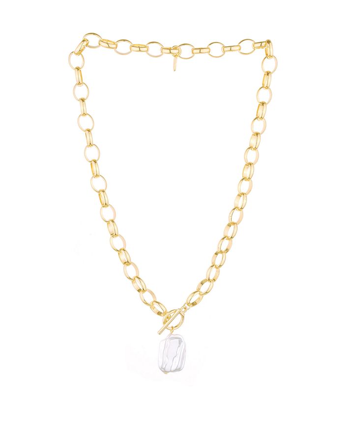 ETTIKA Imitation Pearl Nugget Pendant and 18K Gold Plated Necklace - Macy's