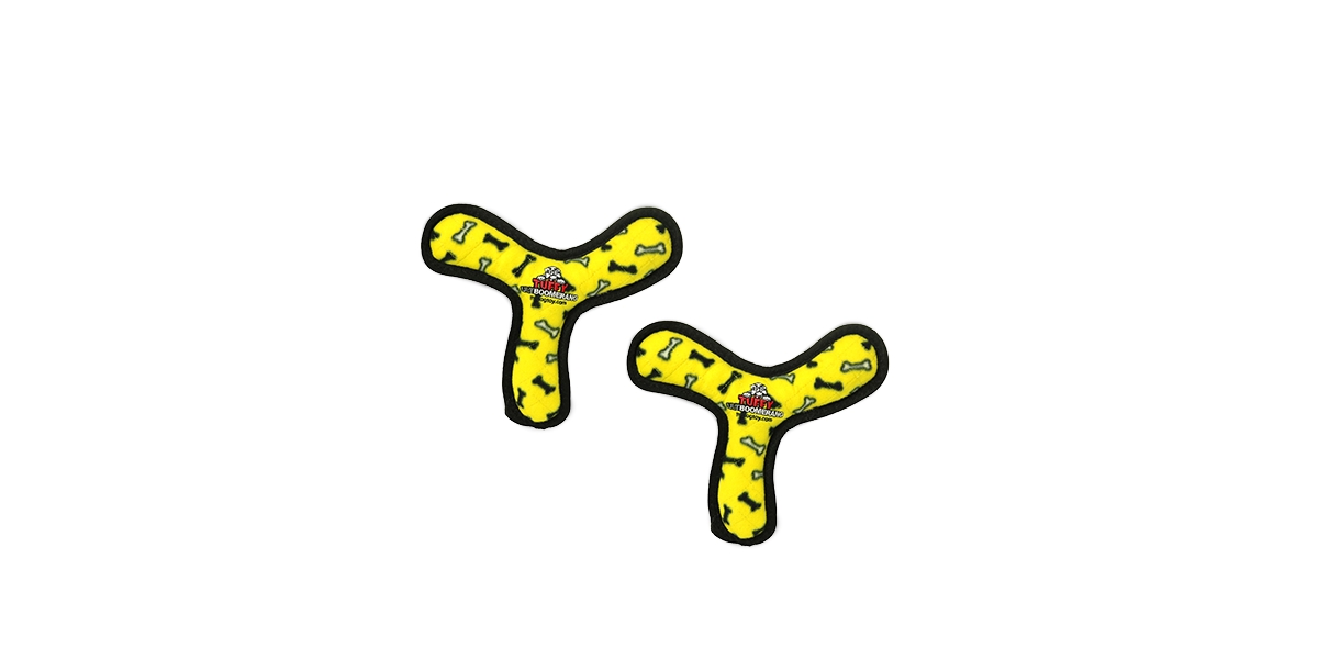 Ultimate Boomerang Yellow Bone, 2-Pack Dog Toys - Yellow
