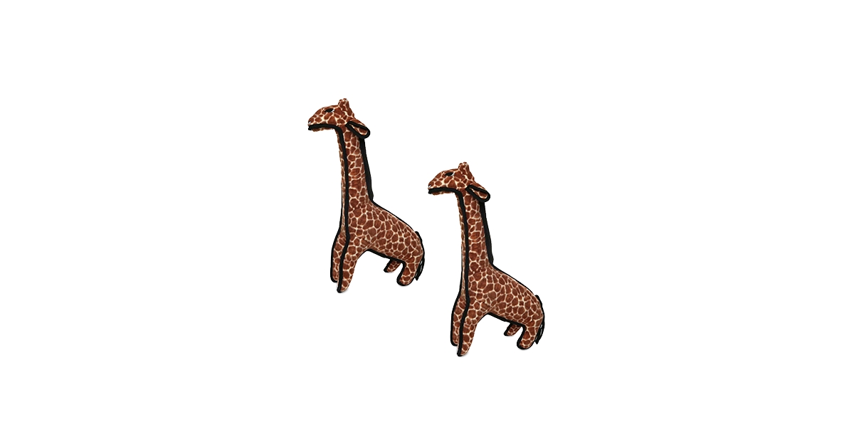 Zoo Giraffe, 2-Pack Dog Toys - Brown