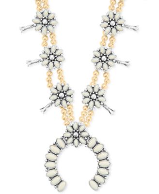 Lucky Brand - Silver-Tone Floral-Stone Statement Necklace, 22" + 3" extender