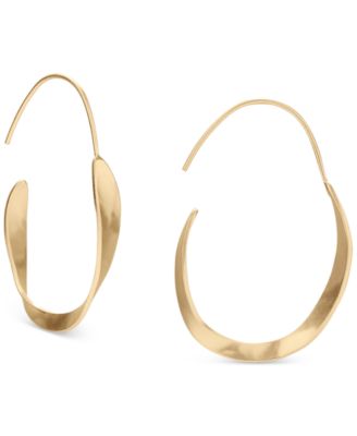 Lucky Brand - Gold-Tone Hammered Open Hoop Earrings, 1"