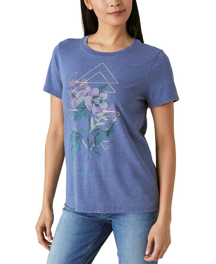 Lucky Brand Women's Metallic Floral Graphic TShirt Macy's