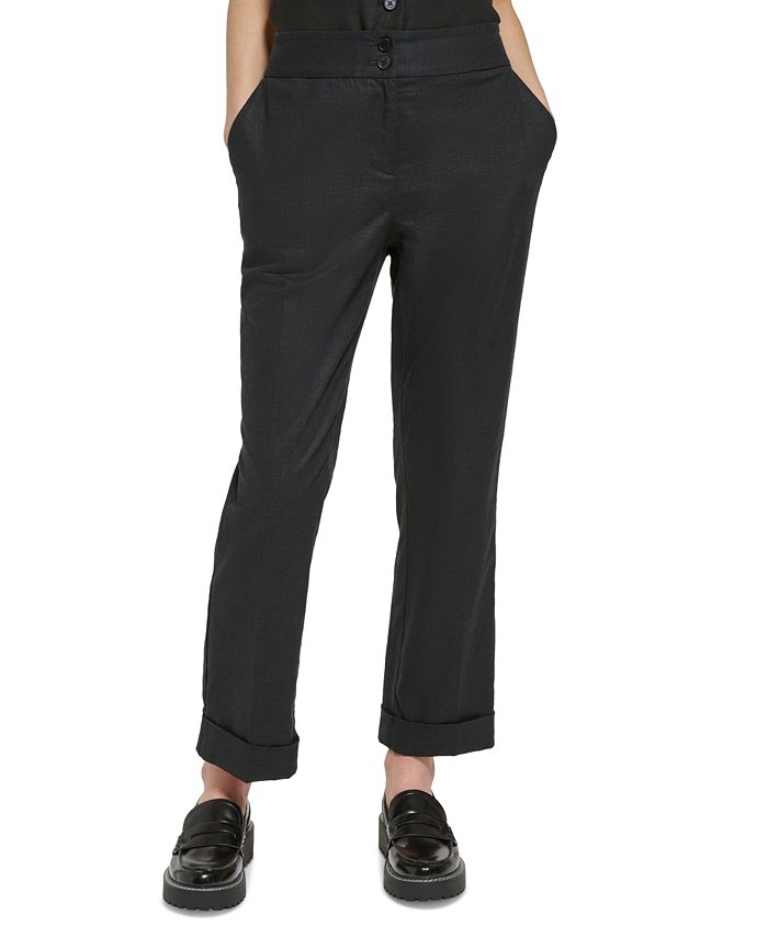 Calvin Klein Women's Linen-Blend Cuffed Pants - Macy's