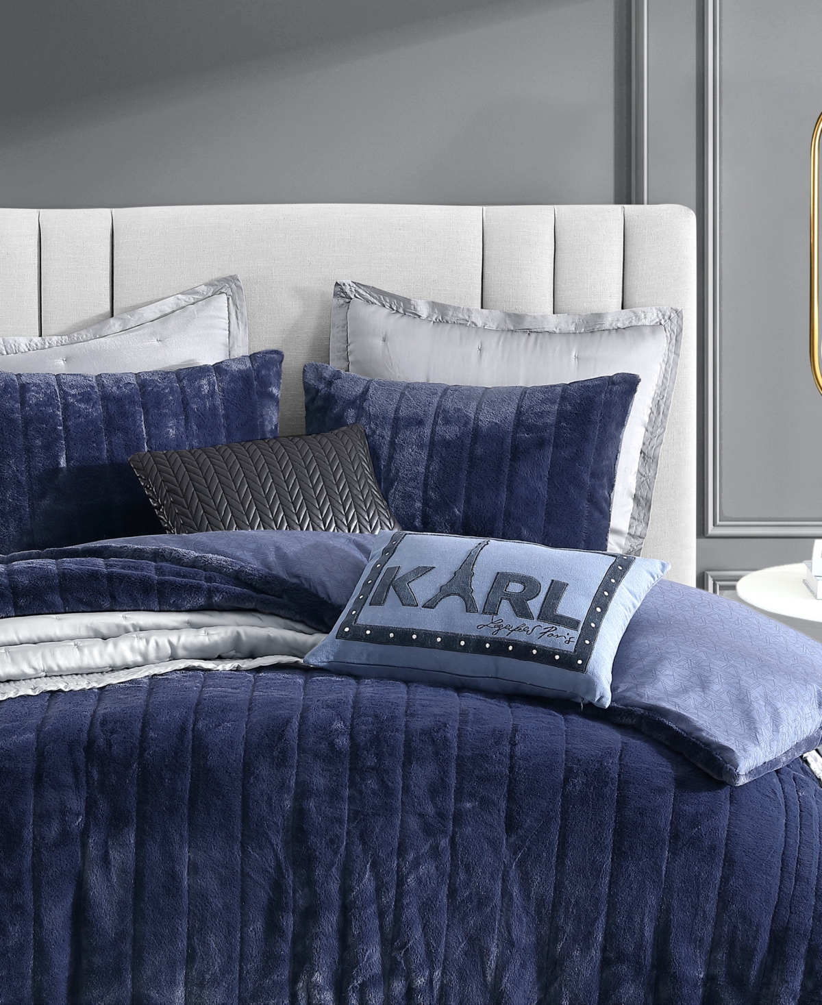 Karl Lagerfeld Paris Microfiber Printed Channel 3 Piece Duvet Cover Set
