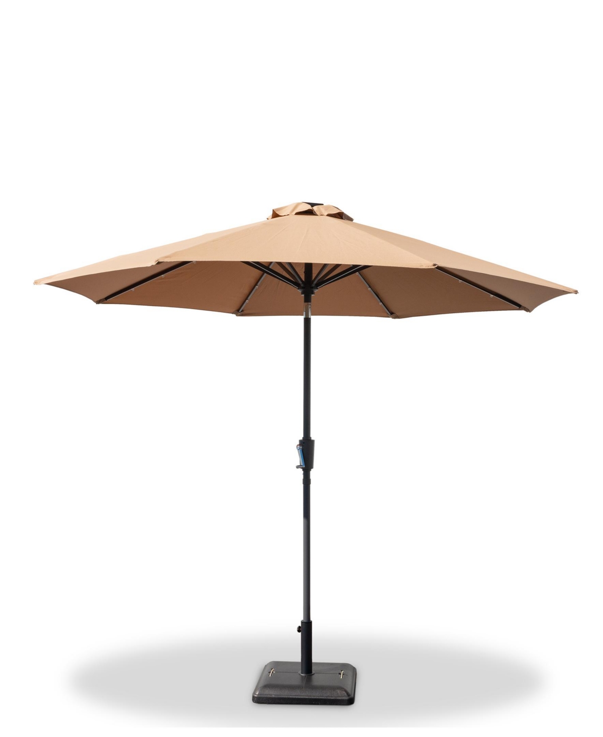 Unique Furniture 9' Polyester, Aluminum Patio And Outdoor Umbrellas With Push Button Tilt, Crank And Led Lights Umbre In Brown
