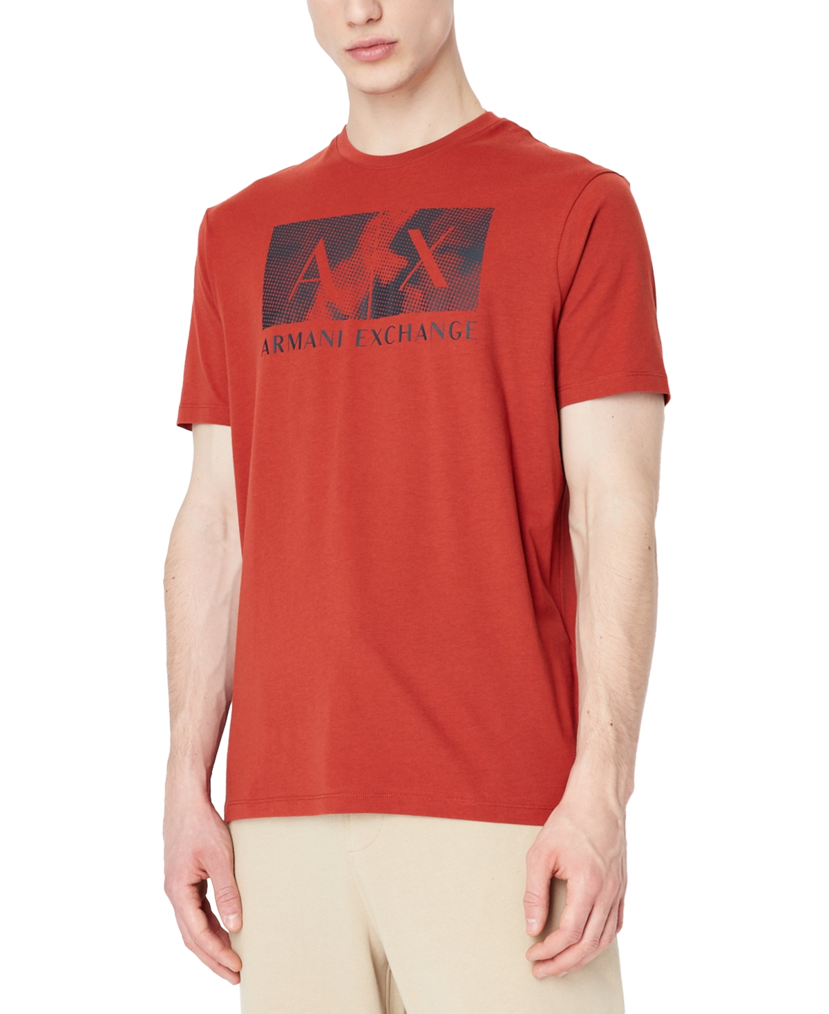 A X Armani Exchange Men's Regular-fit Box Logo Graphic T-shirt In Red Ochre
