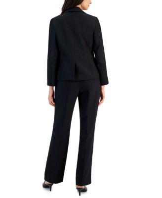 Women's Contrast-Trim Peak-Lapel Pantsuit Set