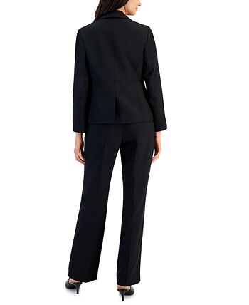 Le Suit Women's Contrast-Trim Peak-Lapel Pantsuit, Regular and Petite ...
