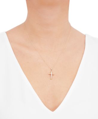 Crucifix Cross 18" Pendant Necklace in 14k Two-Tone Gold