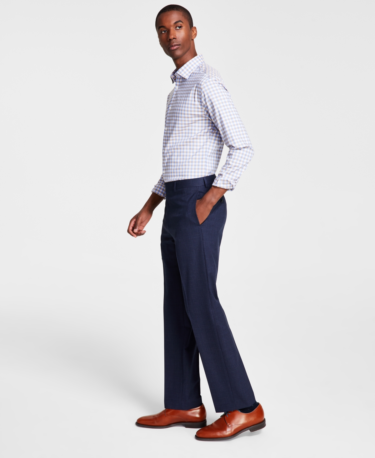 Shop Michael Kors Men's Classic Fit Fall Patterned Pants In Blue