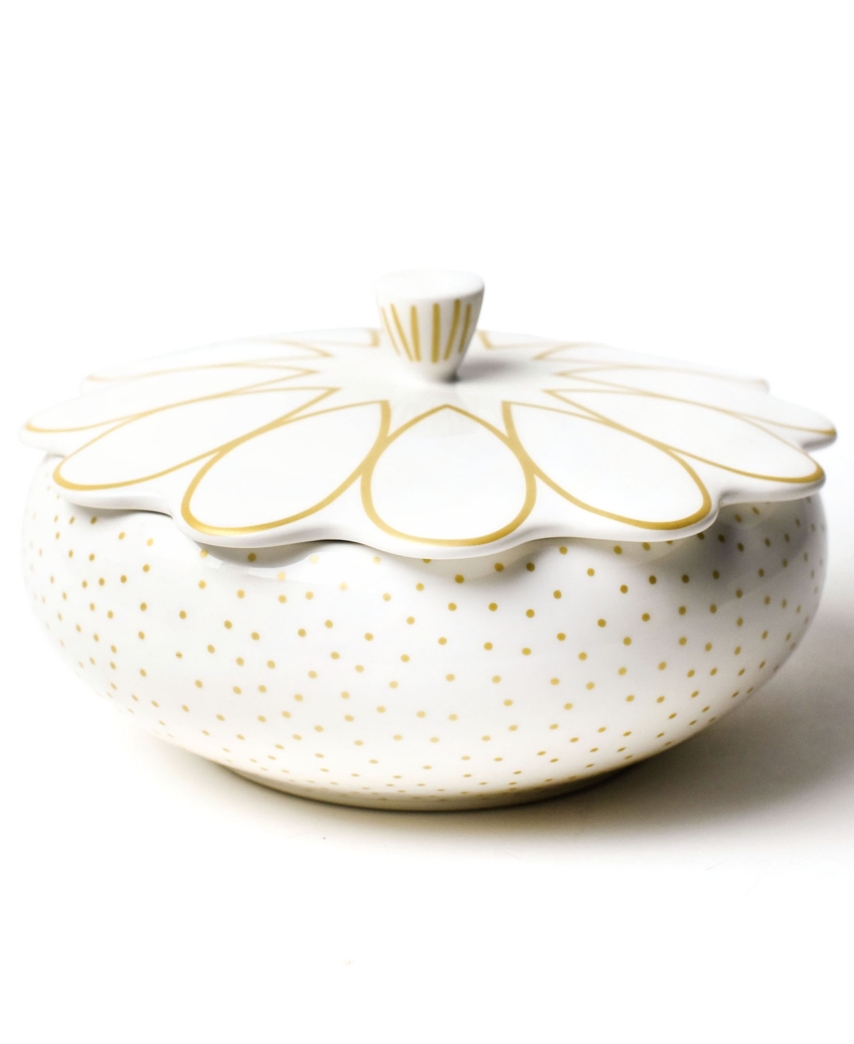 Shop Coton Colors By Laura Johnson Deco Gold Scallop Covered Bowl In White And Gold