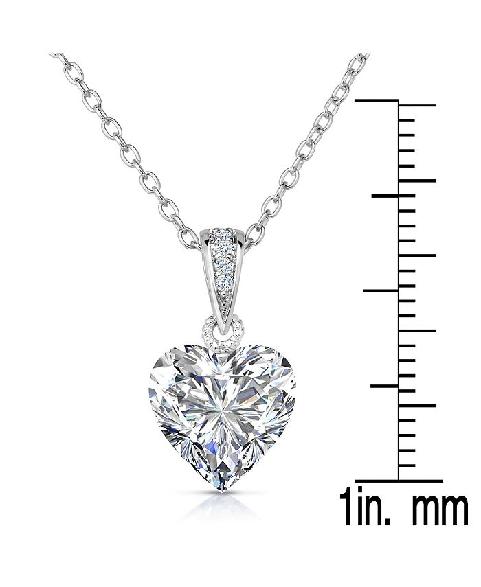 Genevive Sterling Silver Cubic Zirconia Heart shape Necklace - Macy's