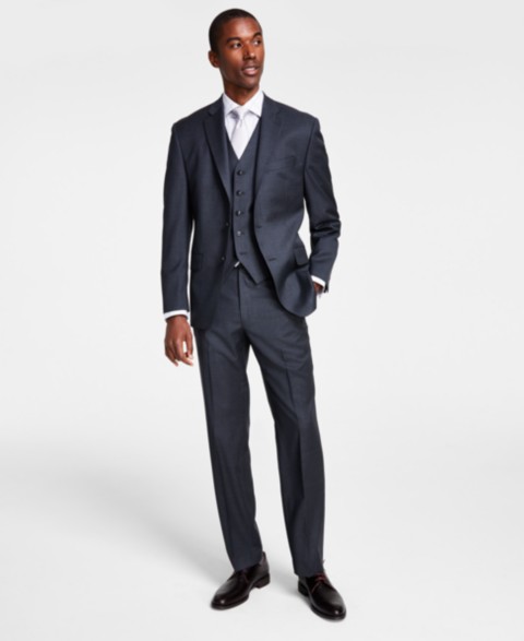 Мужские Michael Kors Men's Classic-Fit Wool-Blend Stretch Solid Suit Separates with Vest