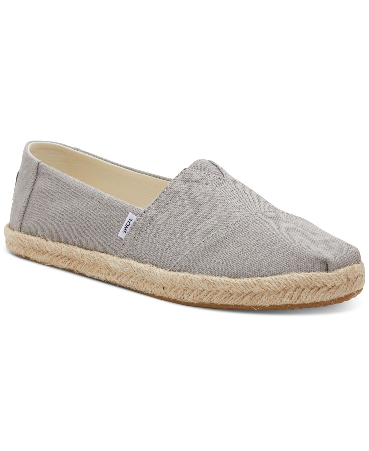 Shop Toms Women's Alpargata Rope Slip-on Flats In Drizzle Grey Recycled Cotton Slubby Wove