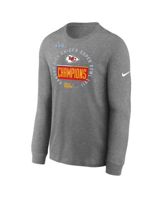 Men's Heather Gray Kansas City Chiefs Super Bowl LVII Champions Locker Room Trophy Collection Long Sleeve T-shirt