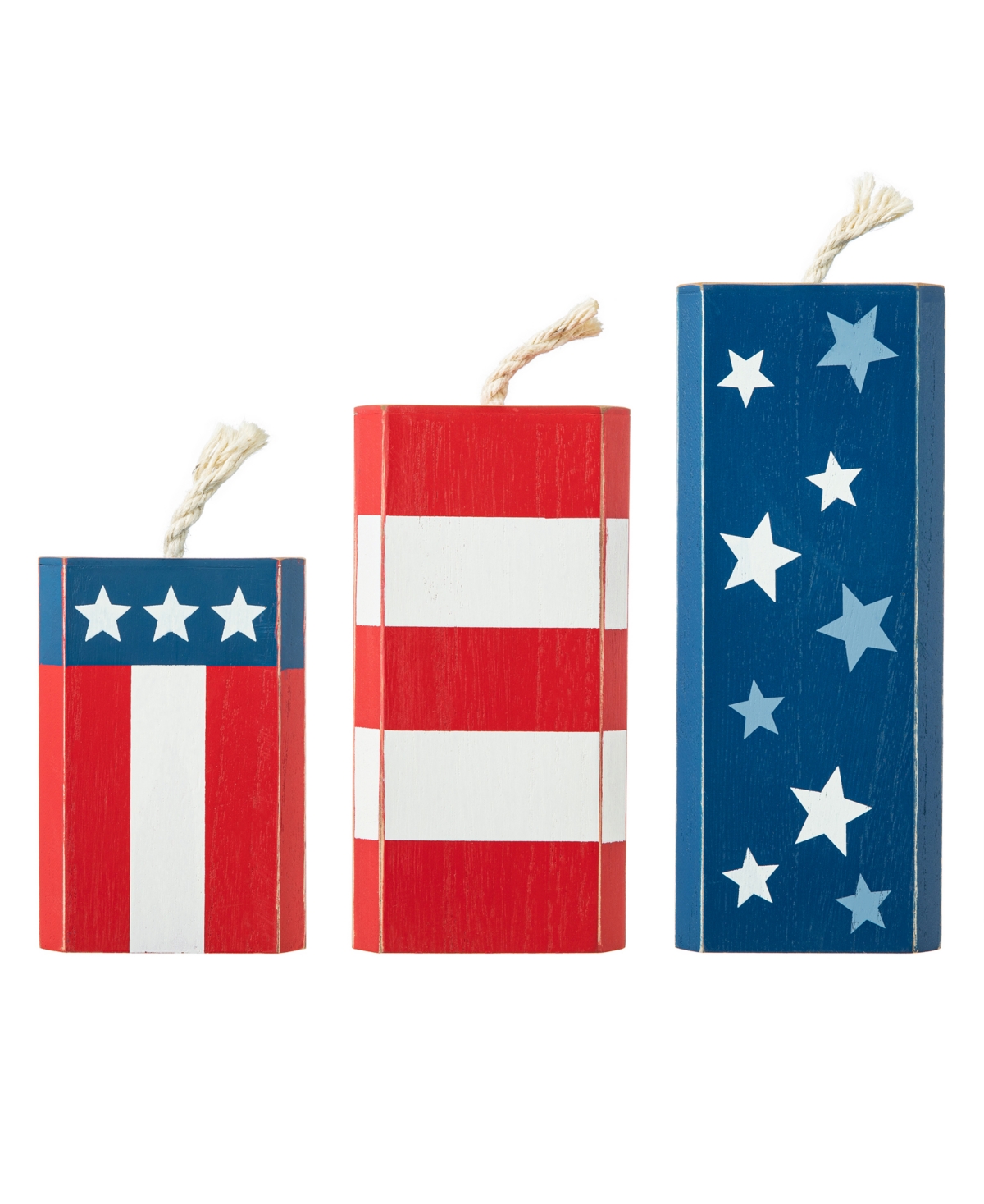 Glitzhome H Wooden Patriotic, Americana Firecracker Table Decor