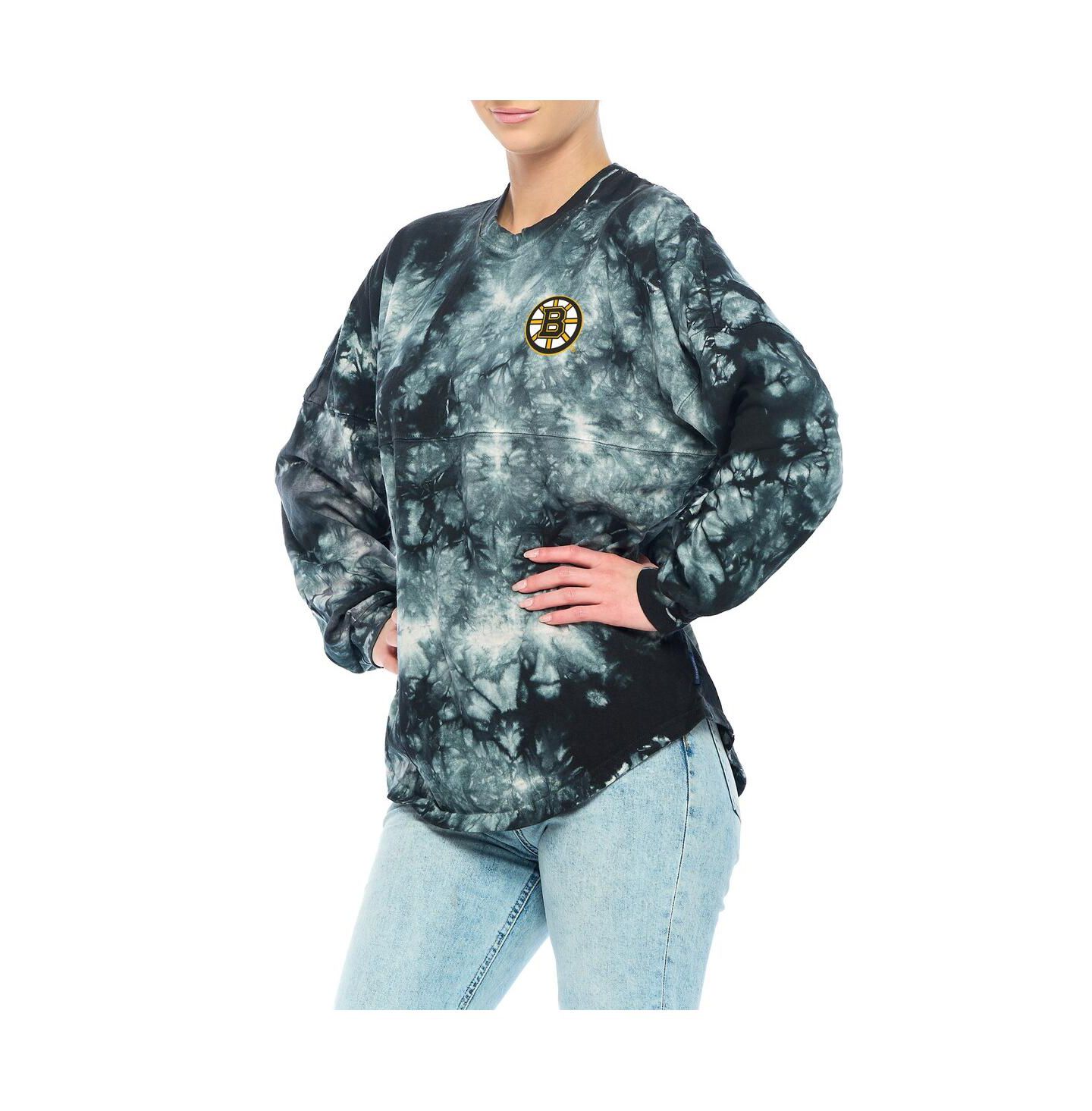 Женская футболка Fanatics Black Boston Bruins Crystal-Dye Long Sleeve — фото 1