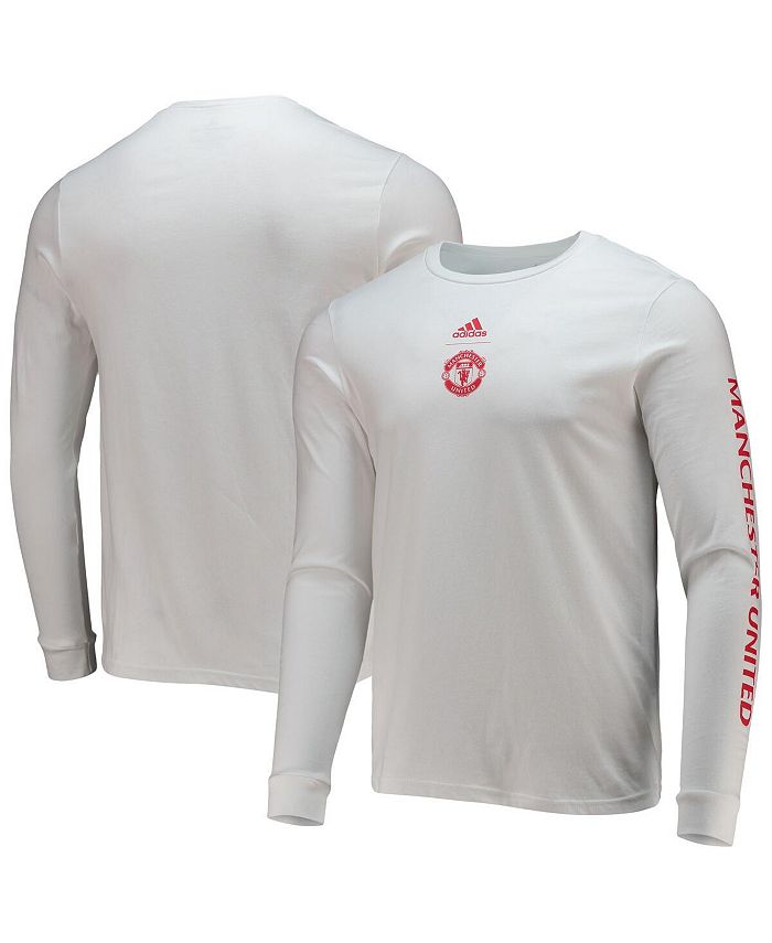 adidas Men's White Manchester United Crest Long Sleeve T-shirt - Macy's