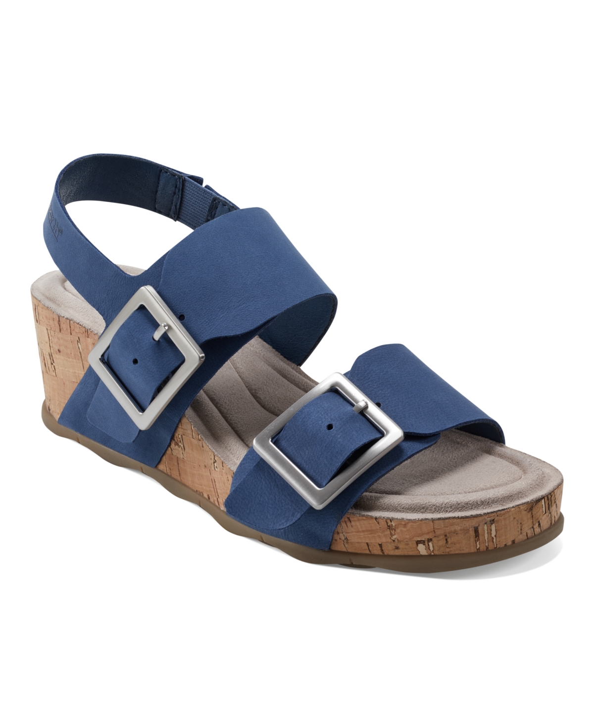 Earth Women's Willa Strappy Casual Mid Cork Wedge Sandals - Light Natural Leather