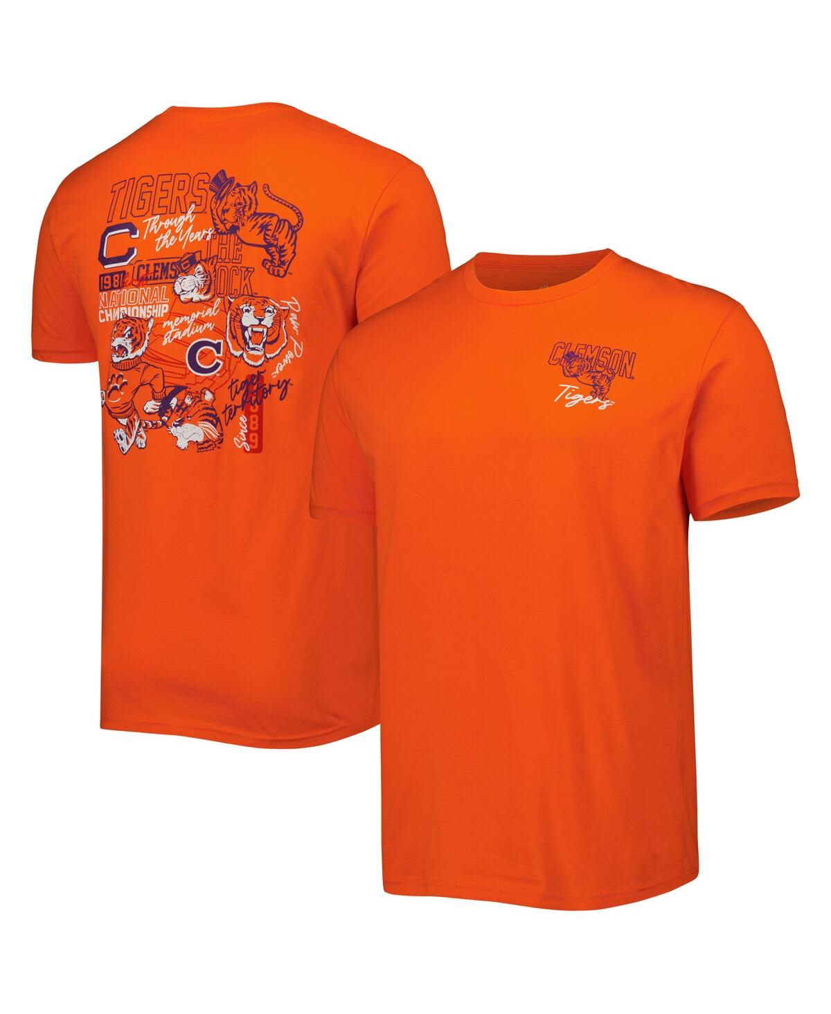Shop Image One Men's Orange Clemson Tigers Vintage-like Through The Years Two-hit T-shirt