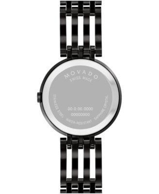 Movado Women's Esperanza Swiss Quartz Black PVD Watch 28mm