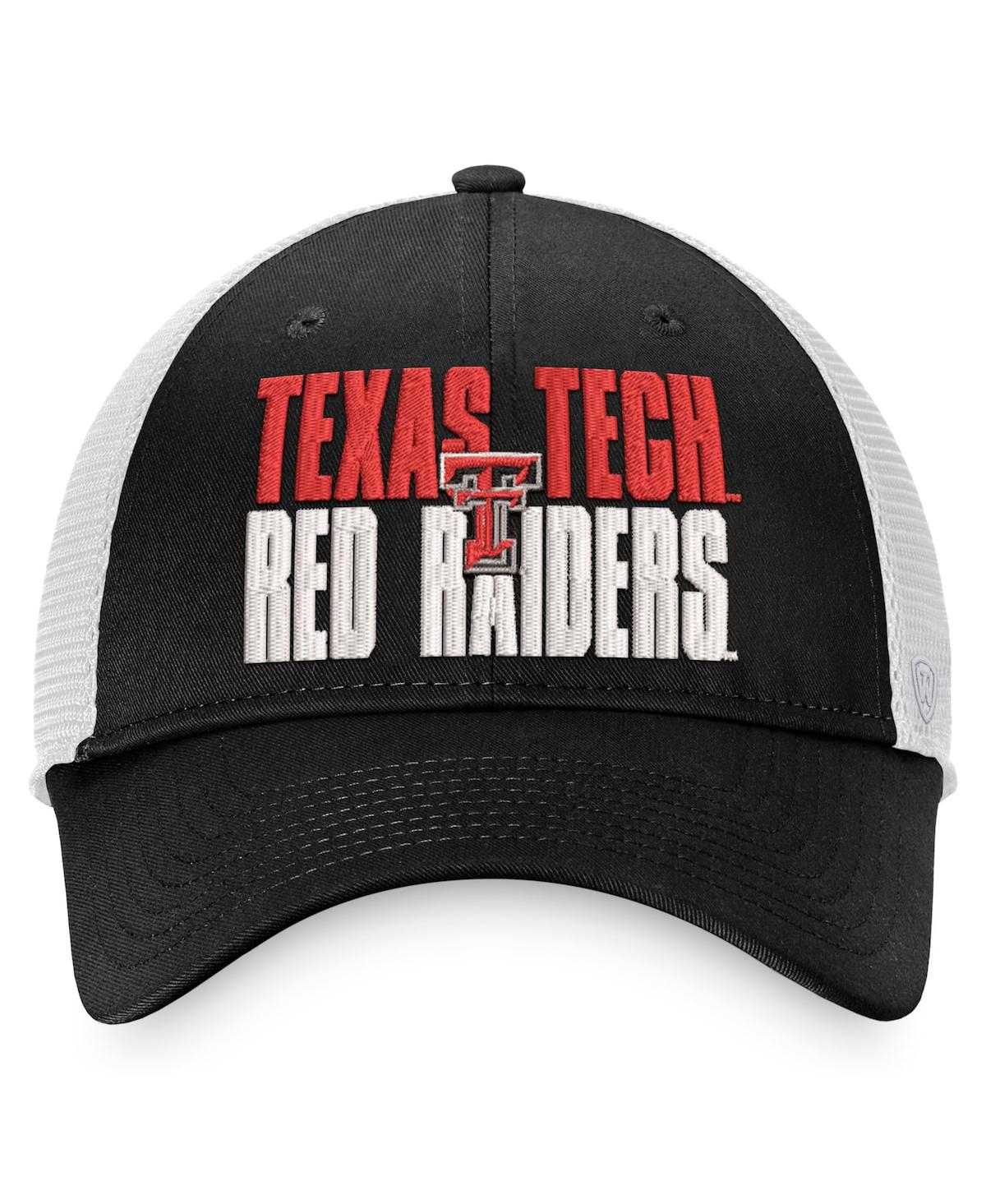 Top Of The World Men's  Black, White Texas Tech Red Raiders Stockpile Trucker Snapback Hat In Black,white