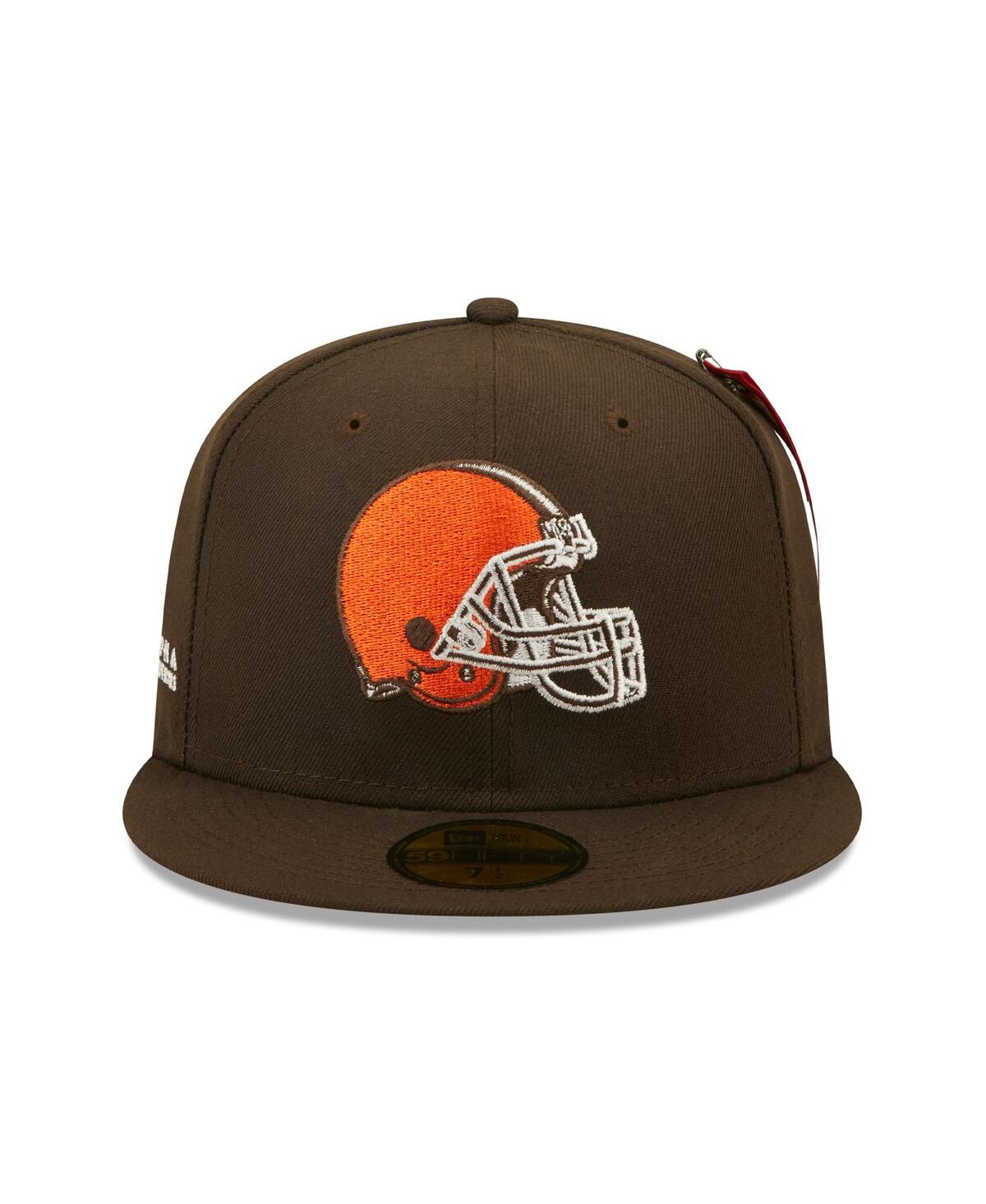 Shop New Era Men's  X Alpha Industries Brown Cleveland Browns Alpha 59fifty Fitted Hat