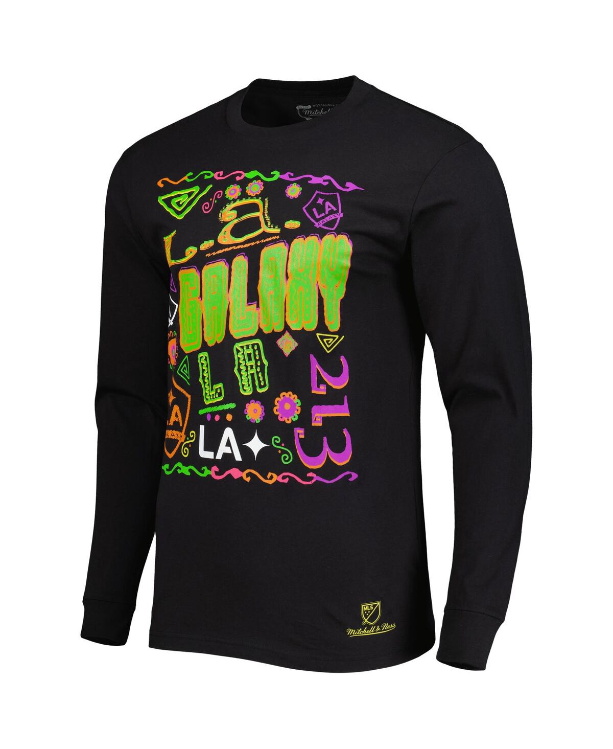 Shop Mitchell & Ness Men's  Black La Galaxy Papel Picado Long Sleeve T-shirt