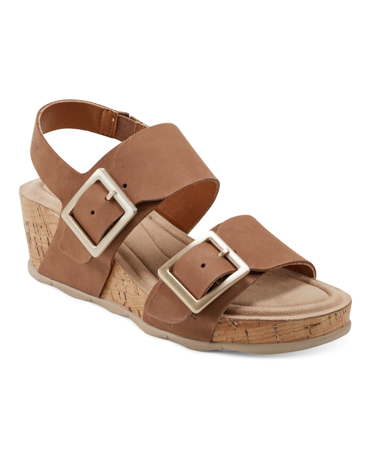 Shop Earth Women's Willa Strappy Casual Mid Cork Wedge Sandals In Medium Natural Nubuck