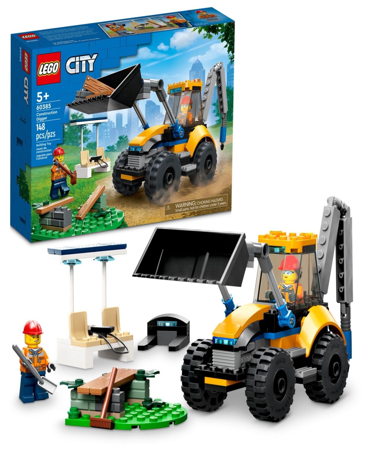 Lego City Great Vehicles Construction Digger 60385 Building Set, 148 Pieces In Multicolor