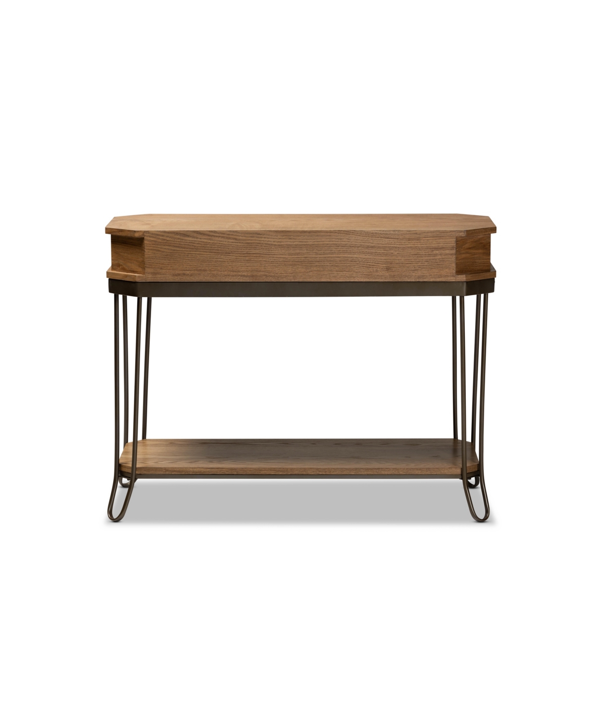 Baxton Studio Kellyn Vintage 42.9" Rustic Industrial Finished Wood And Metal 3-drawer Console Table In Oak Brown,black