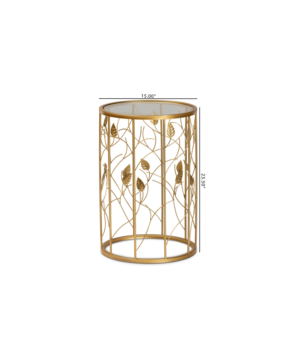 Shop Baxton Studio Anaya Modern And Contemporary Glam 23.6" Brushed Finished Metal And Glass Leaf Accent End Table In Gold-tone