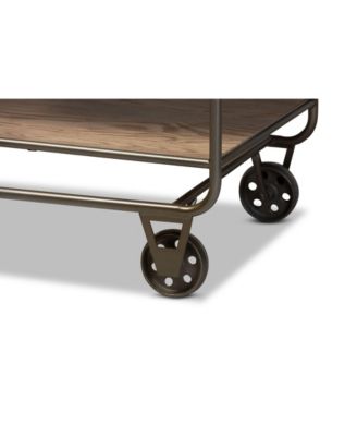 Grant Vintage 41.7" Rustic Industrial Finished Wood and Metal 2-Drawer Kitchen Cart