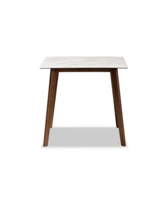 Kaylee Mid-Century Modern Transitional 31.5" Finished Wood Dining Table with Faux Marble Tabletop
