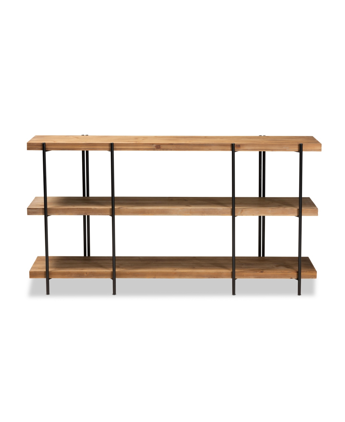 Baxton Studio Tarah Modern 60" Rustic And Industrial Finished Wood And Finished Metal Console Table In Natural Brown,black