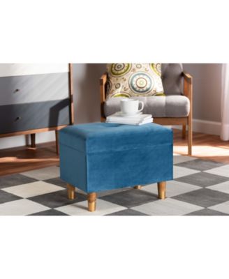 Elias Modern and Contemporary Velvet Fabric Upholstered and Finished Wood Storage Ottoman