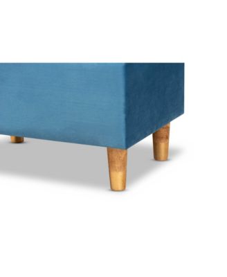 Elias Modern and Contemporary Velvet Fabric Upholstered and Finished Wood Storage Ottoman