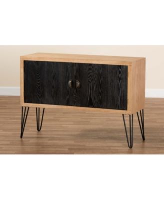Denali Modern and Contemporary 41.7" Two-Tone and Finished Wood and Metal Storage Cabinet