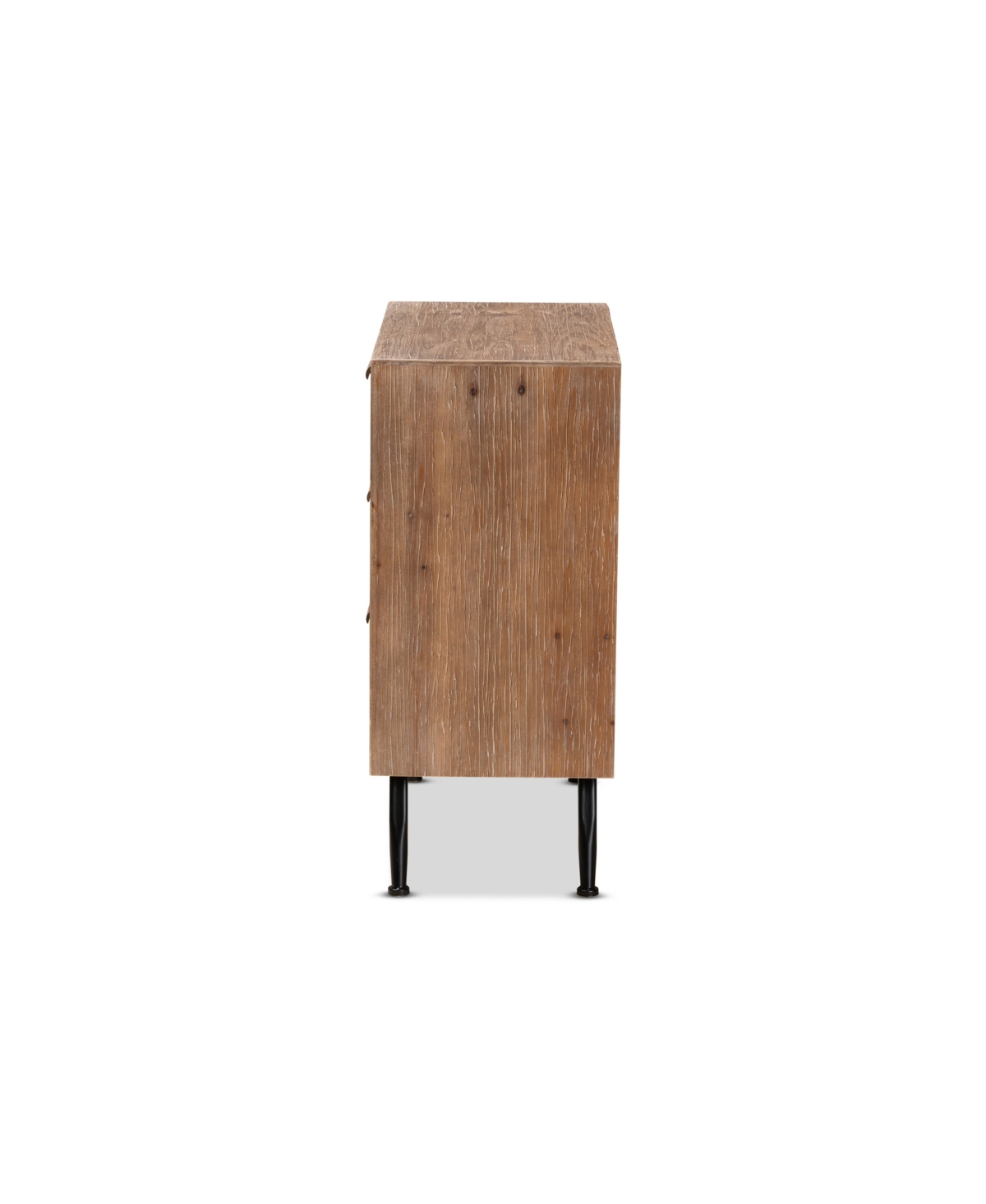 Baxton Studio Calida Mid-century Modern 30.7" Whitewashed Finished Wood And Rattan 3-drawer Storage Cabinet In Natural Brown,black