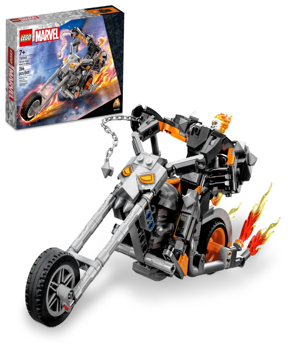 Lego Super Heroes Marvel Ghost Rider Mech & Bike 76245 Toy Building Set With Ghost Rider Minifigure In Multicolor