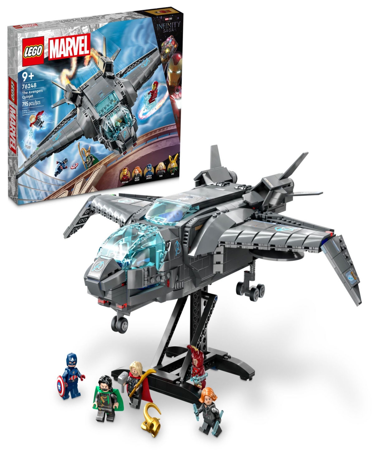 Lego Babies' Marvel 76248 The Avengers Quinjet Toy Building Set With Black Widow, Thor, Iron Man, Captain America In Multicolor