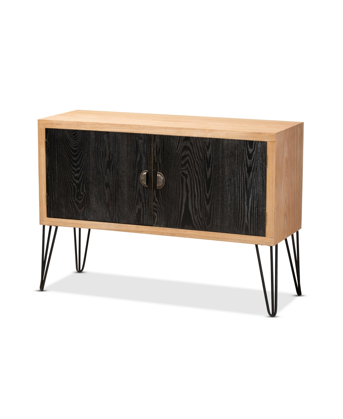 Baxton Studio Denali Modern And Contemporary 41.7" Two-tone And Finished Wood And Metal Storage Cabinet In Black,walnut