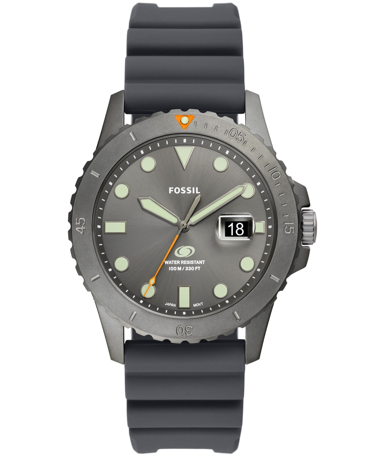 Fossil Men's Three-Hand Date Gray Silicone Strap Watch 42mm