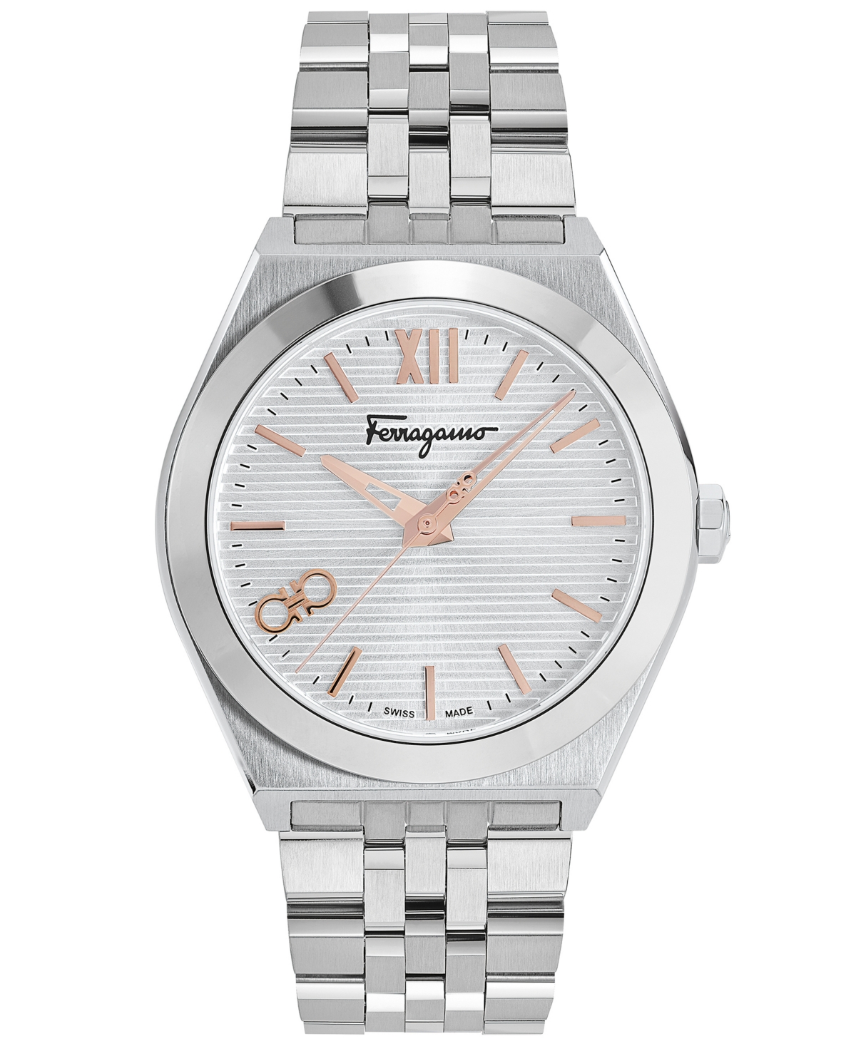 Shop Ferragamo Salvatore  Men's Swiss Vega Stainless Steel Bracelet Watch 40mm