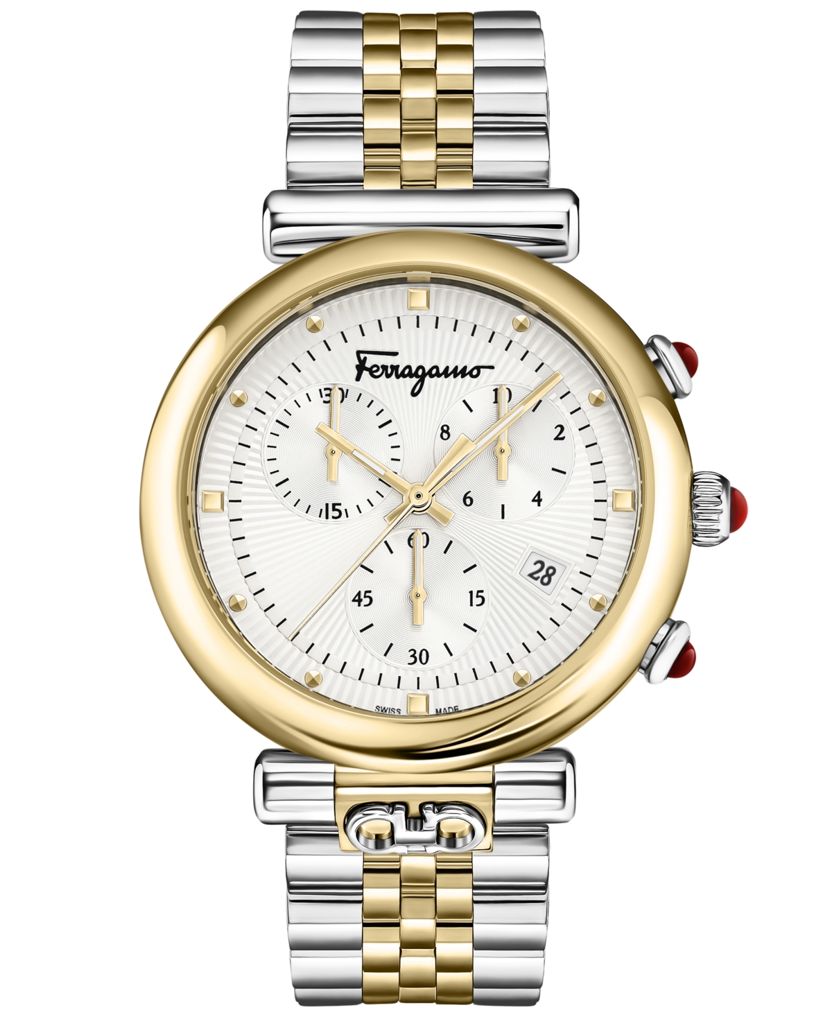 Shop Ferragamo Salvatore  Women's Swiss Chronograph Ora Two-tone Stainless Steel Bracelet Watch 40mm In Two Tone