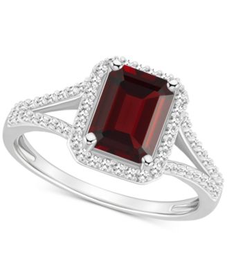 Amethyst (1-5/8 ct. t.w.) & Diamond (1/4 ct. t.w.) Split Shank Ring in Sterling Silver (Also in Citrine, Garnet, Peridot, & Blue Topaz)